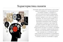 Memoria.  sus tipos.  procesos principales.  La memoria y sus tipos Desarrollo de la presentación de la memoria en psicología.