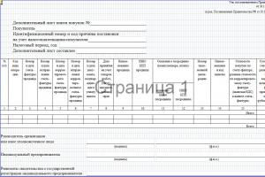 Preparation of an additional sheet of the purchase book when calculating VAT